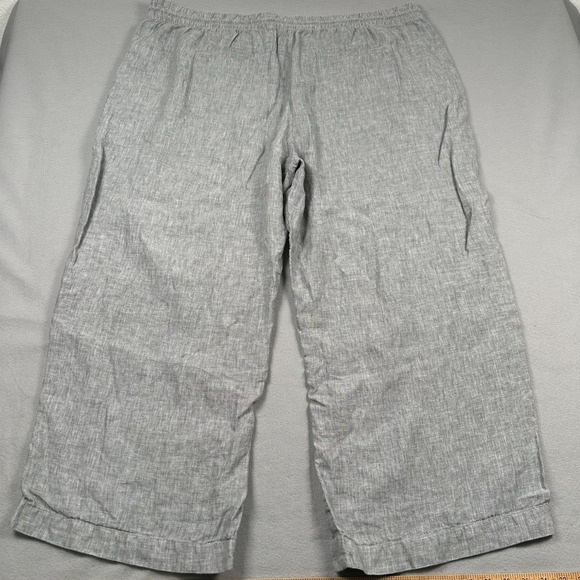 Athleta 100% Linen Retreat Wide Leg Pants‎ Womens 3X Relaxed Fit High Rise Gray - Picture 3 of 11